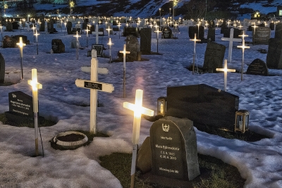 Christmas Cemetery. Ólafsfjördur